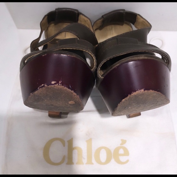 Chloe olive Platform wedge heels - Picture 8 of 10